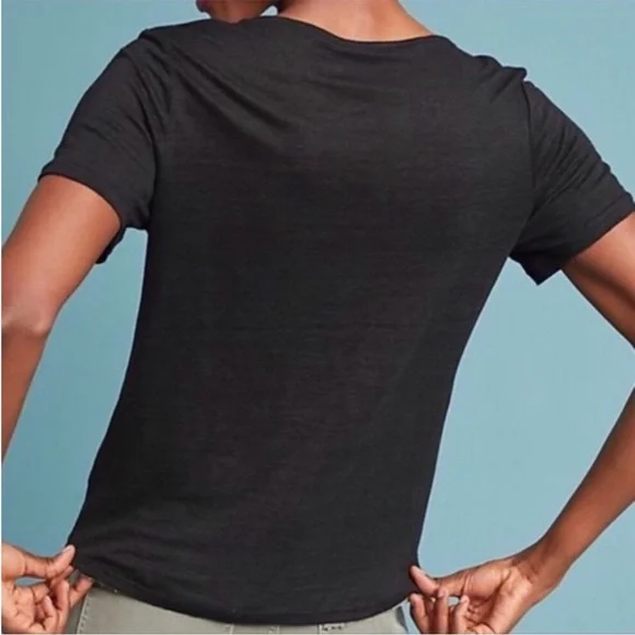 NWT Anthropologie James Coviello Lace Linen Top Black - Picture 2 of 11